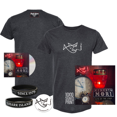 SHARK ISLAND - “MEMENTO MORI Live On The Strip” CD + T-Shirt Bundle