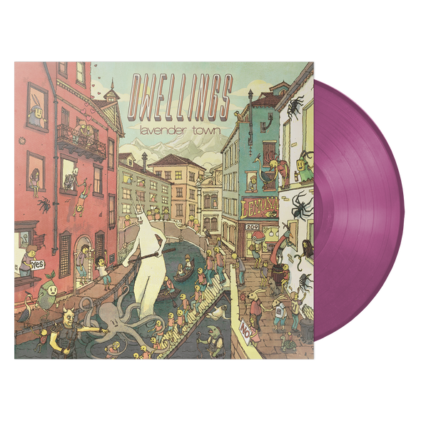 Dwellings - "Lavender Town" Opaque Lavender Vinyl + Lime Guy T-Shirt Bundle