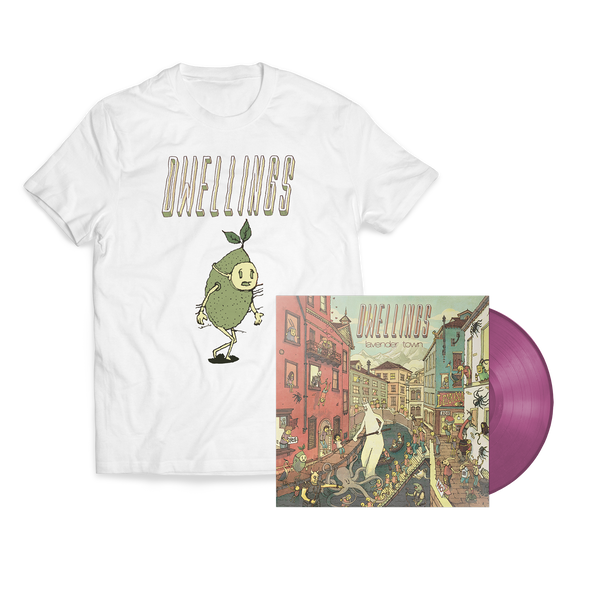 Dwellings - "Lavender Town" Opaque Lavender Vinyl + Lime Guy T-Shirt Bundle