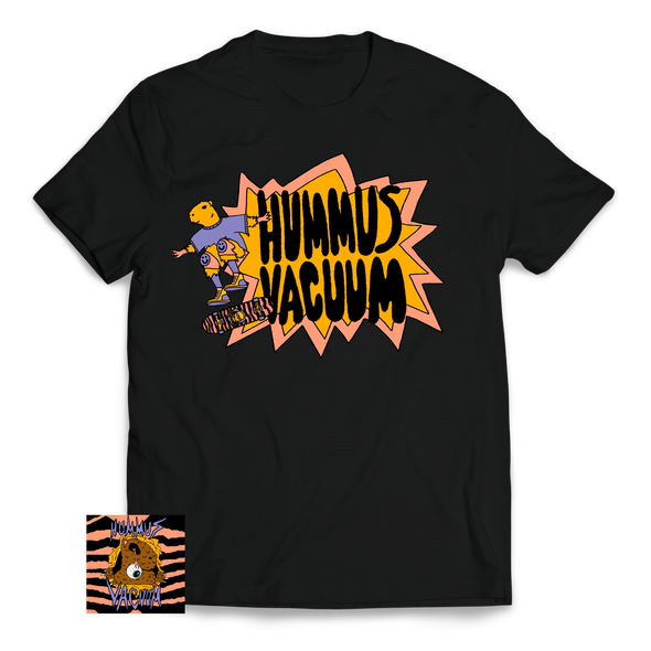 Hummus Vacuum - Capybara Kickflip T-Shirt + Sticker Bundle