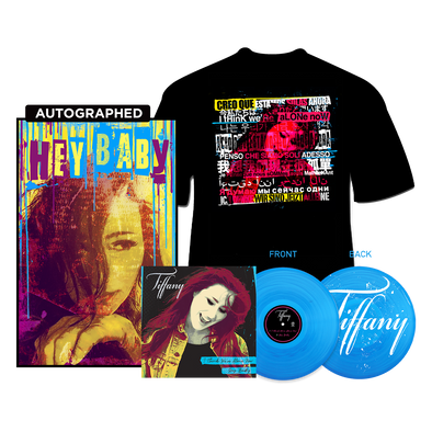 TIFFANY - I Think We’re Alone Now/Hey Baby 12" Single LP/Poster/Shirt Bundle (AUTOGRAPHED)