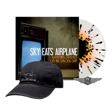 Sky Eats Airplane - E.P.O.T.W.D. Clear w/ Orange + Black Splatter Vinyl + Hat Bundle
